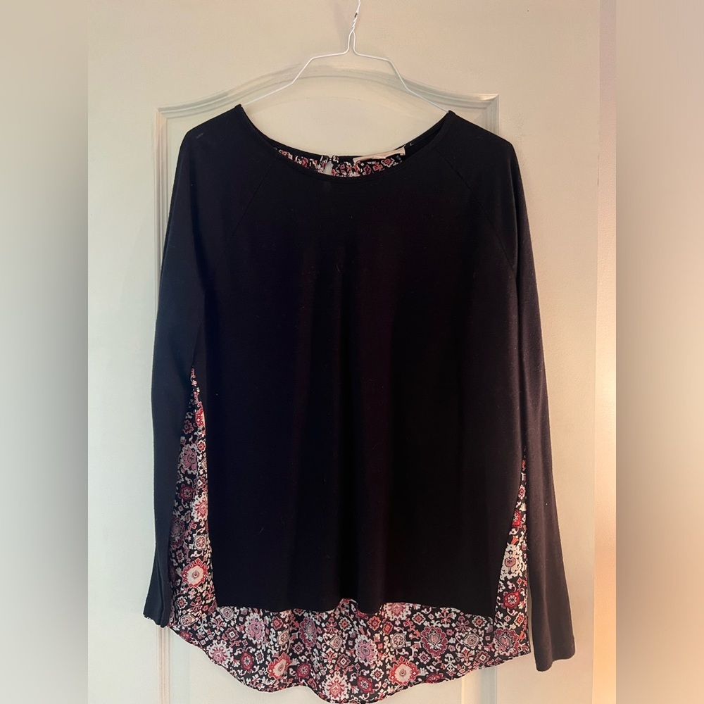 LOFT black and floral top - size L